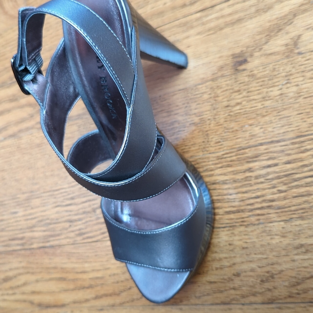 Audrey Brooke pewter Platform Strappy Shoes